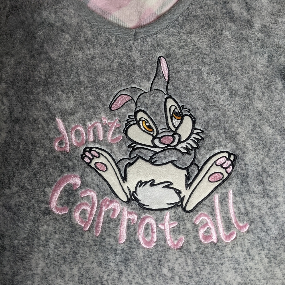 Disney Sleepwear Top S 4/6 Gray Thumper Don't Carrot All Long Sleeve Soft Fuzzy